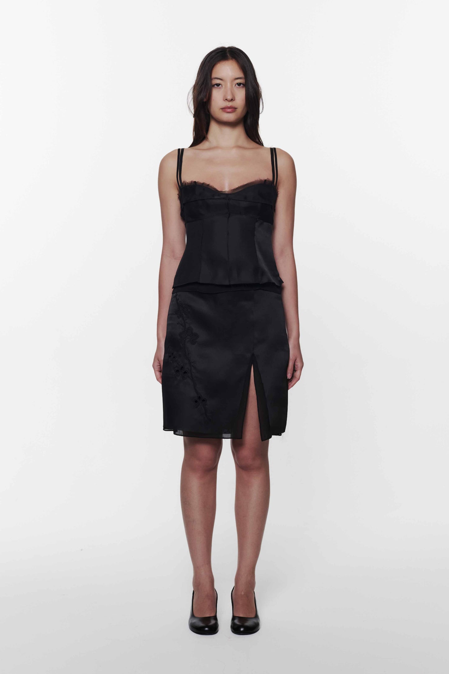 Black Orchid Appliqué Skirt