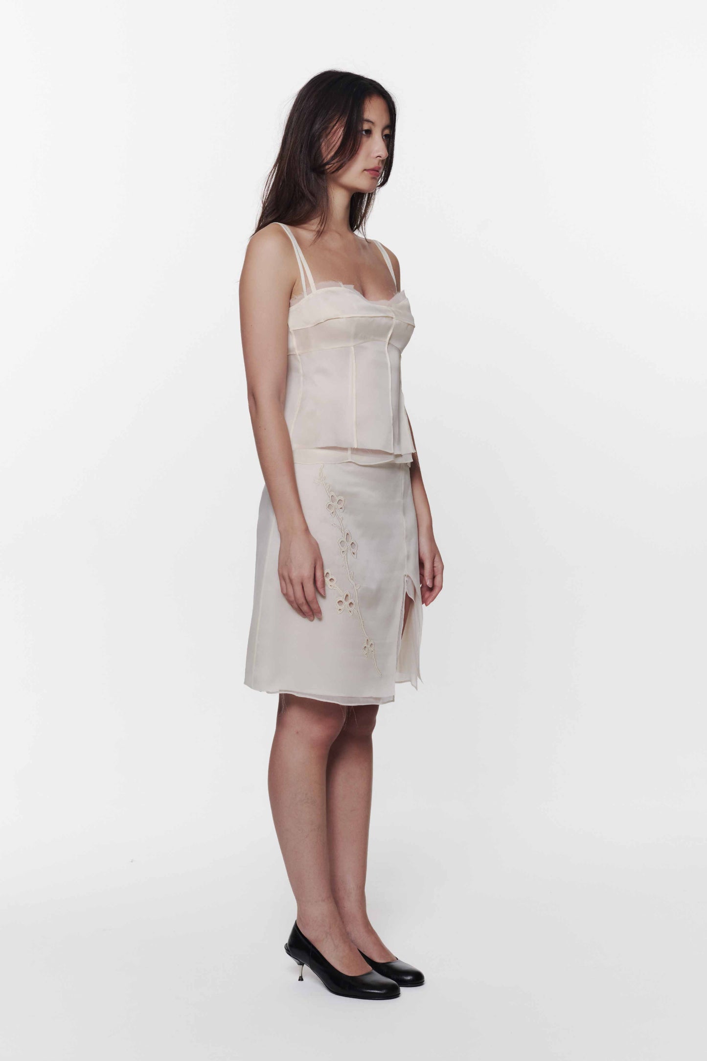 Ivory Orchid Appliqué Skirt