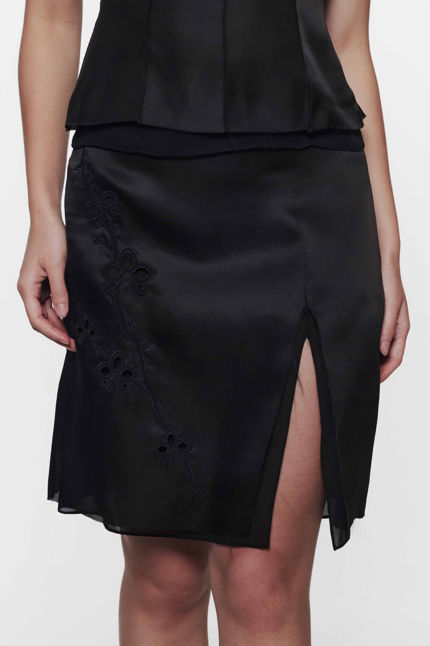 Black Orchid Appliqué Skirt