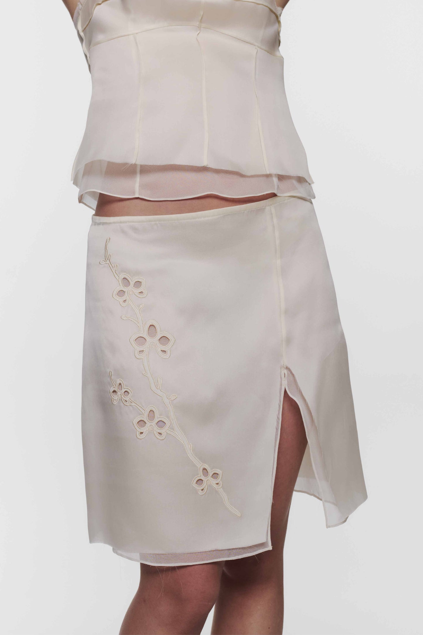 Ivory Orchid Appliqué Skirt
