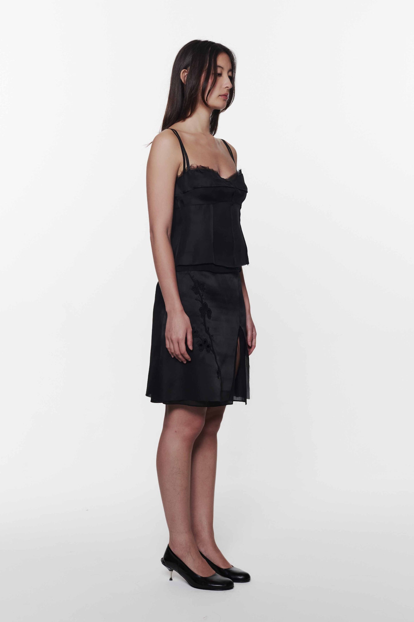 Black Orchid Appliqué Skirt