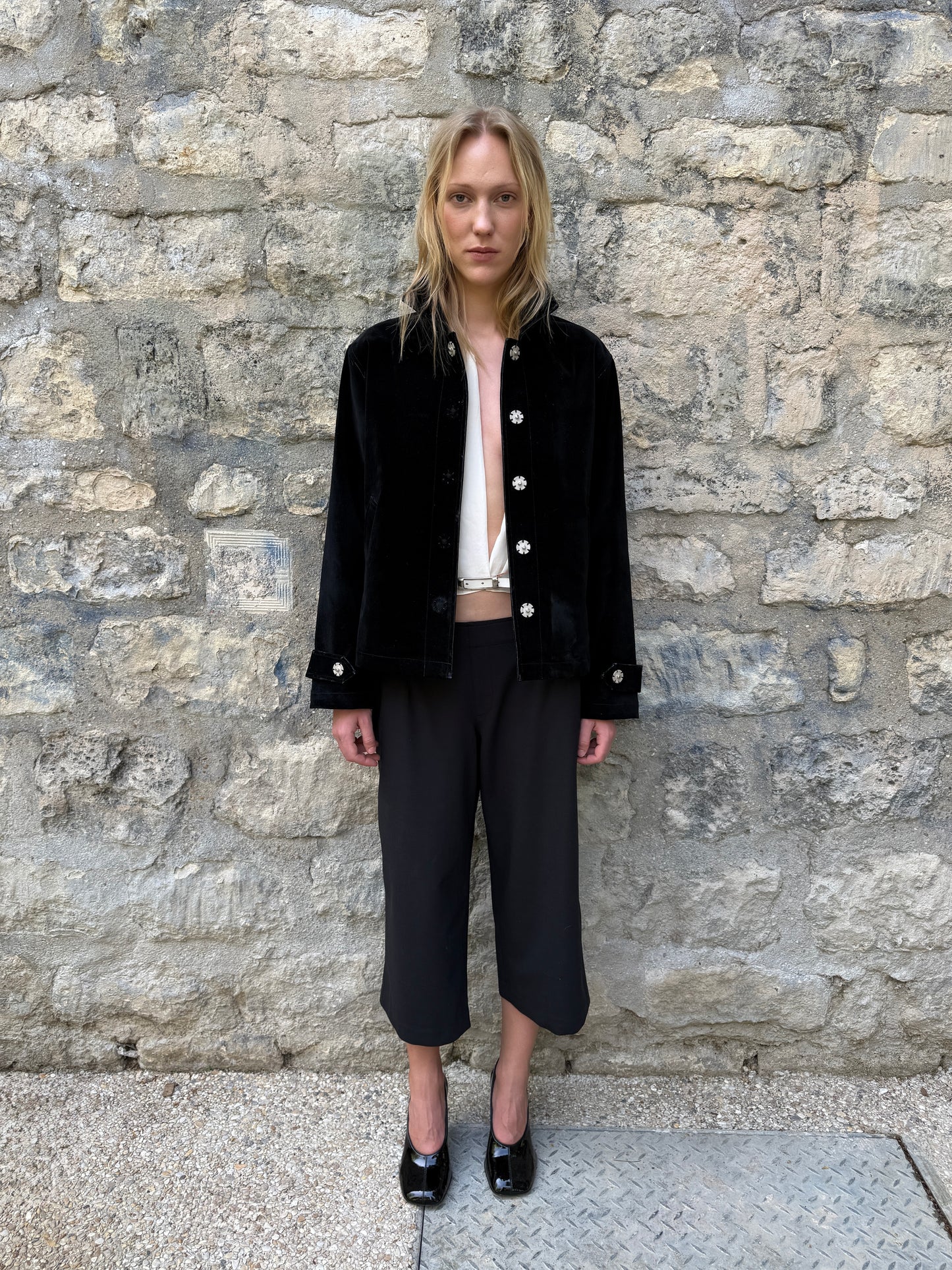 Cotton Velvet Snap Jacket