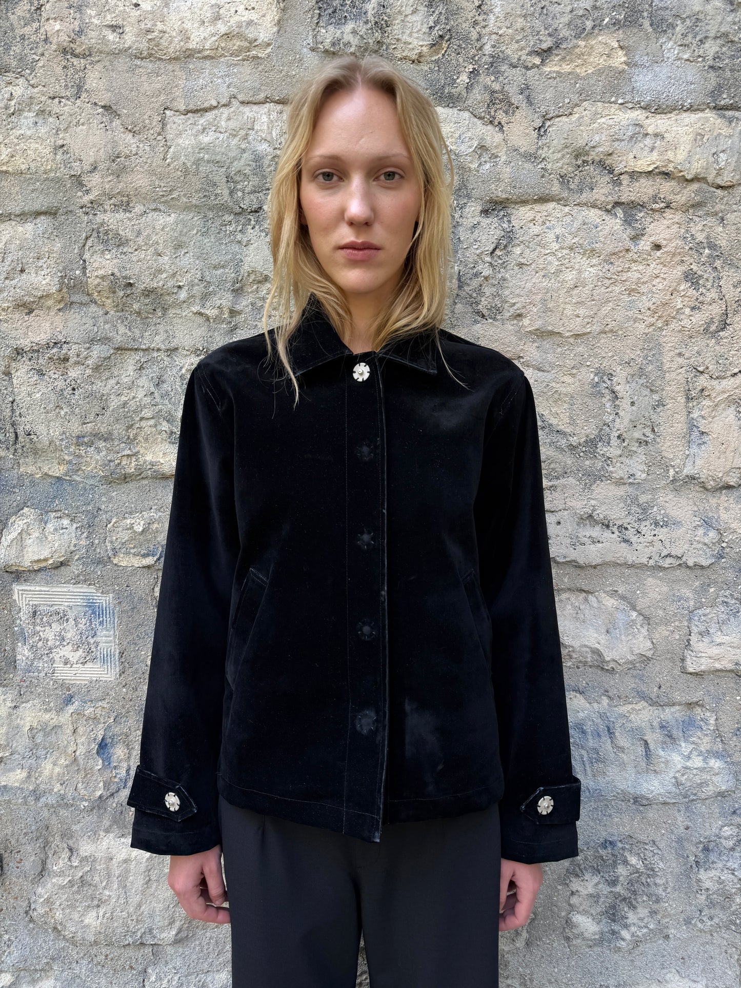 Cotton Velvet Snap Jacket