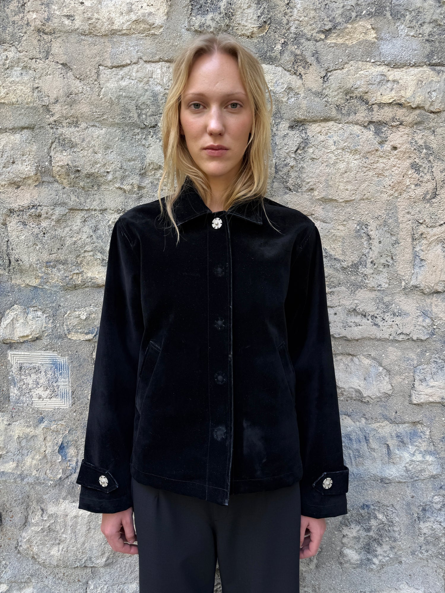 Cotton Velvet Snap Jacket