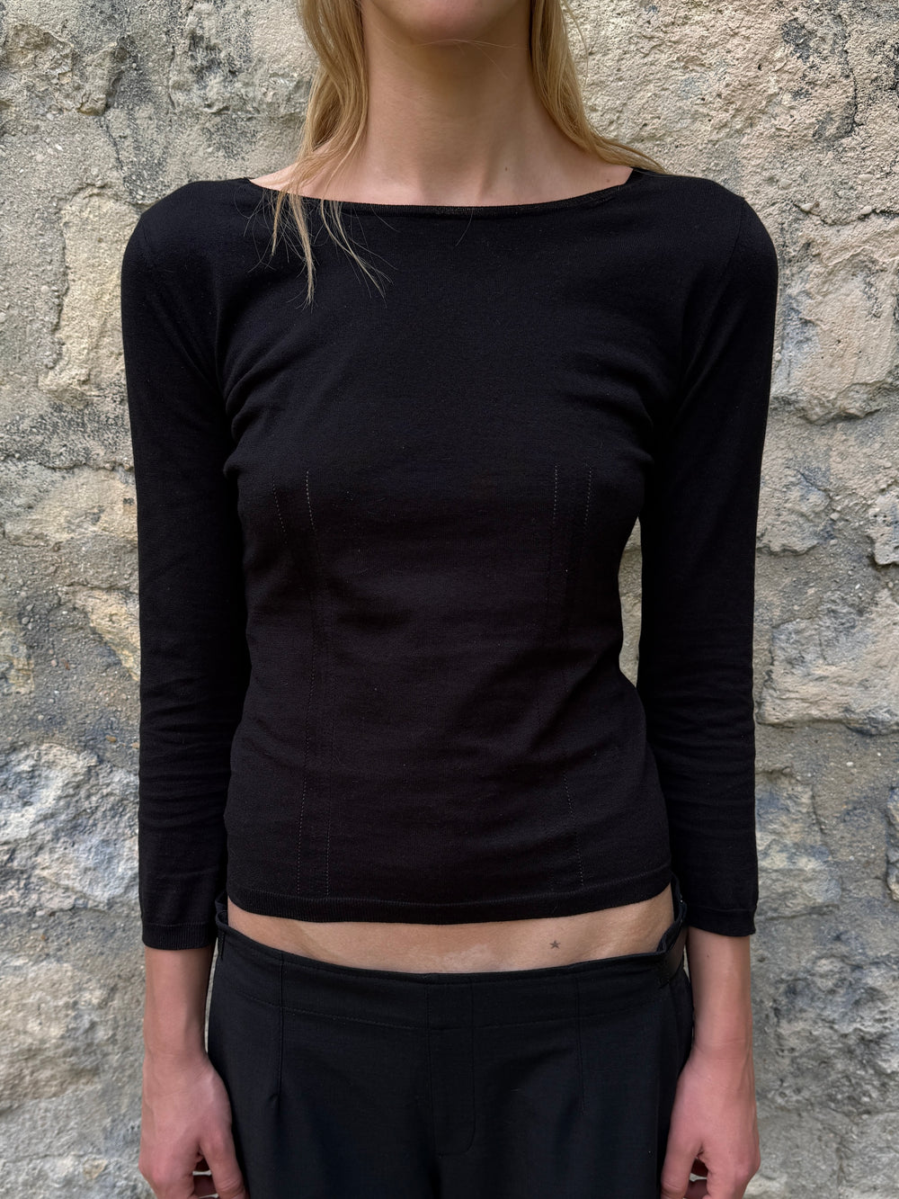 Boat Neck Knit Top