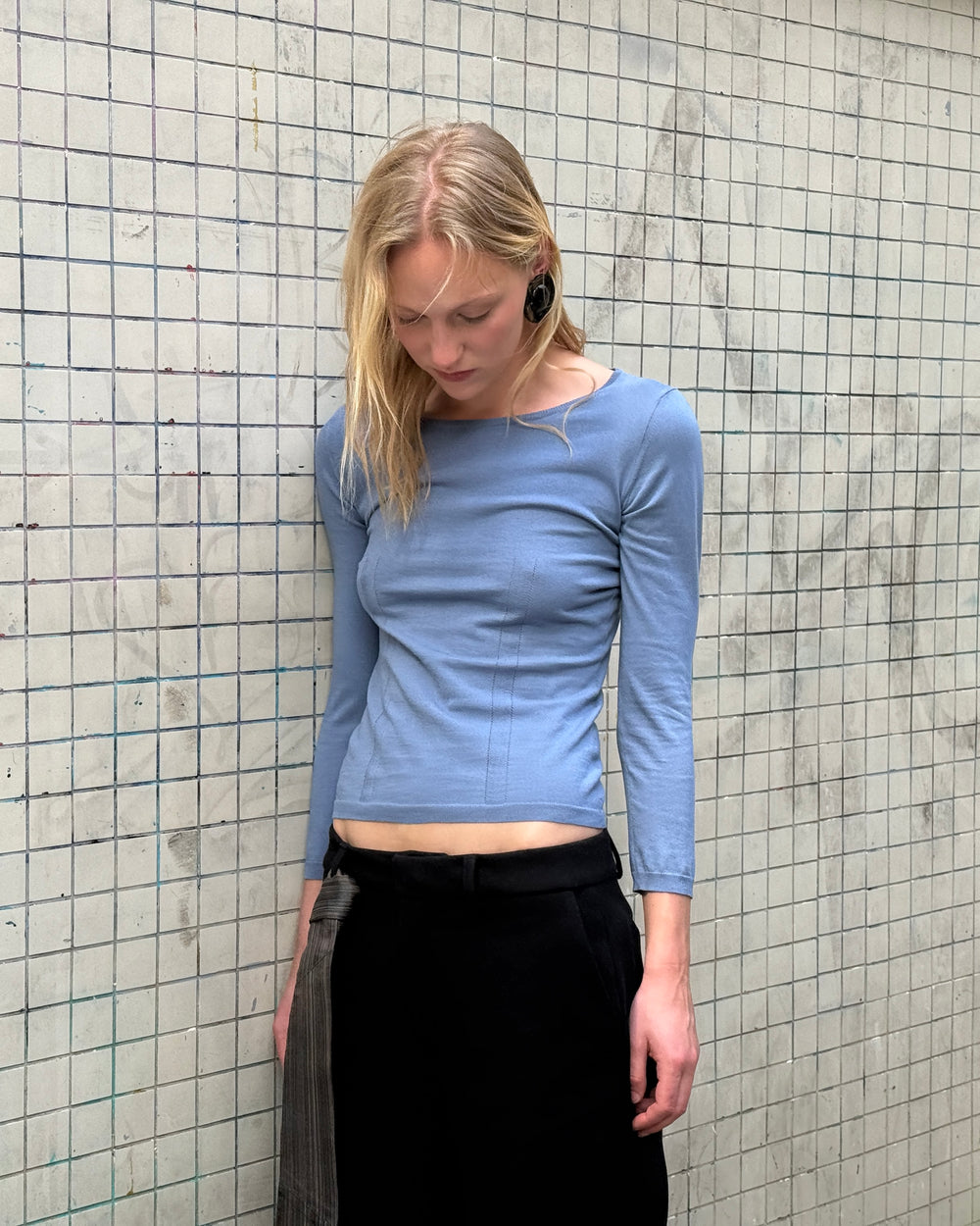 Boat Neck Knit Top