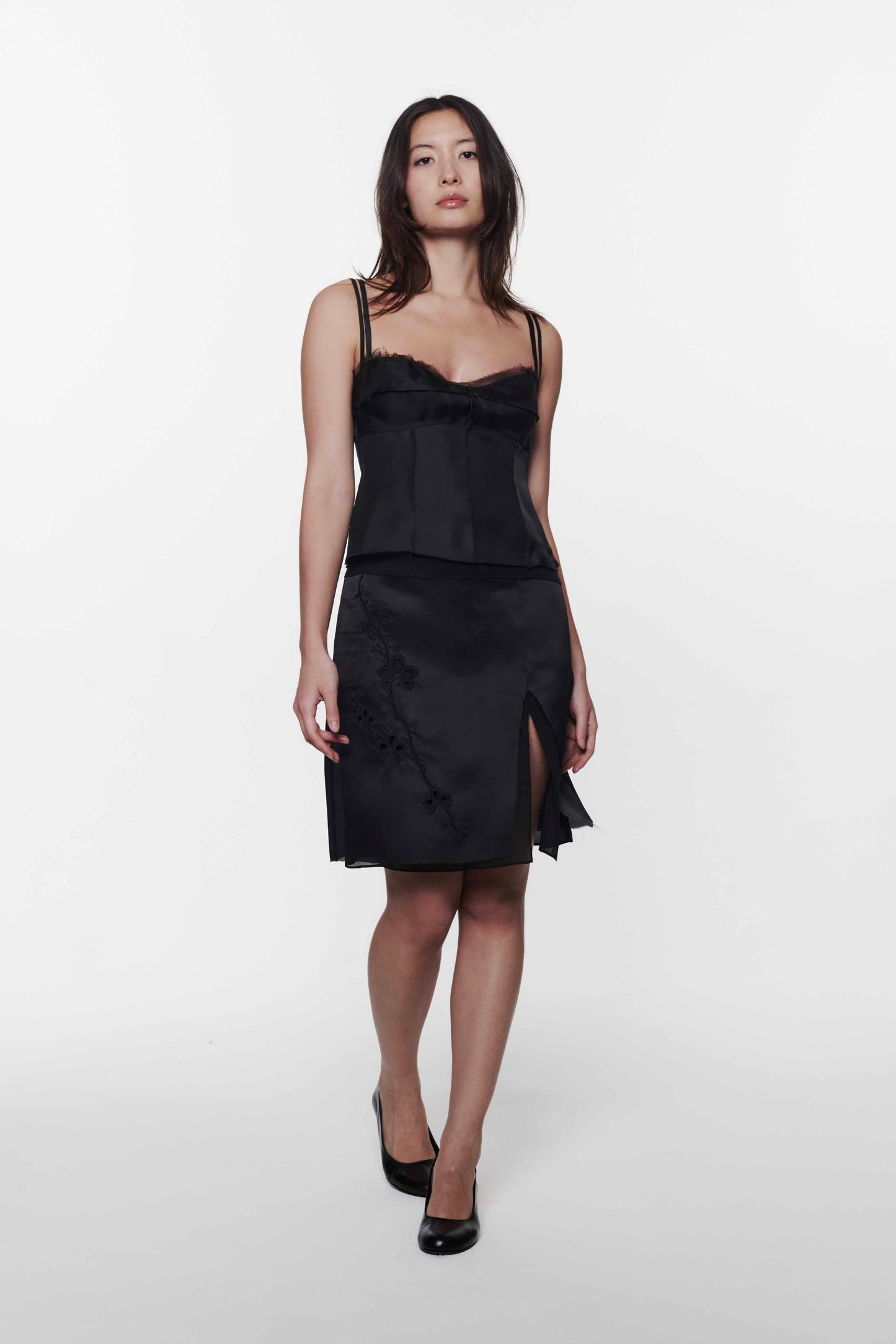 Black Silk Bone Top
