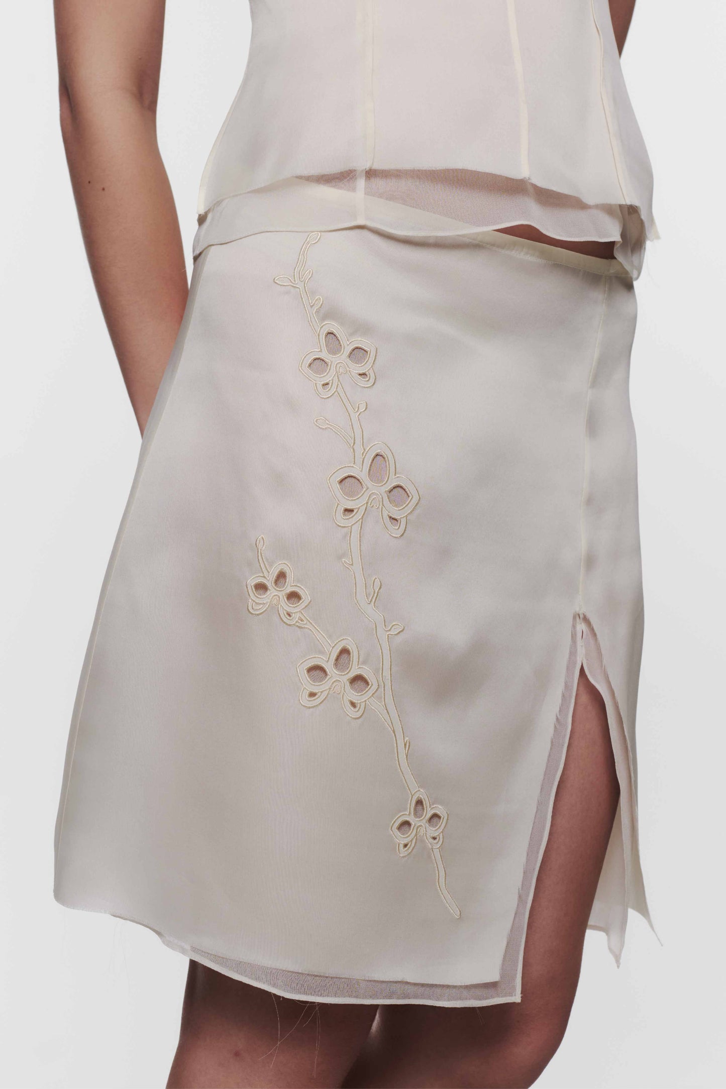Ivory Orchid Appliqué Skirt