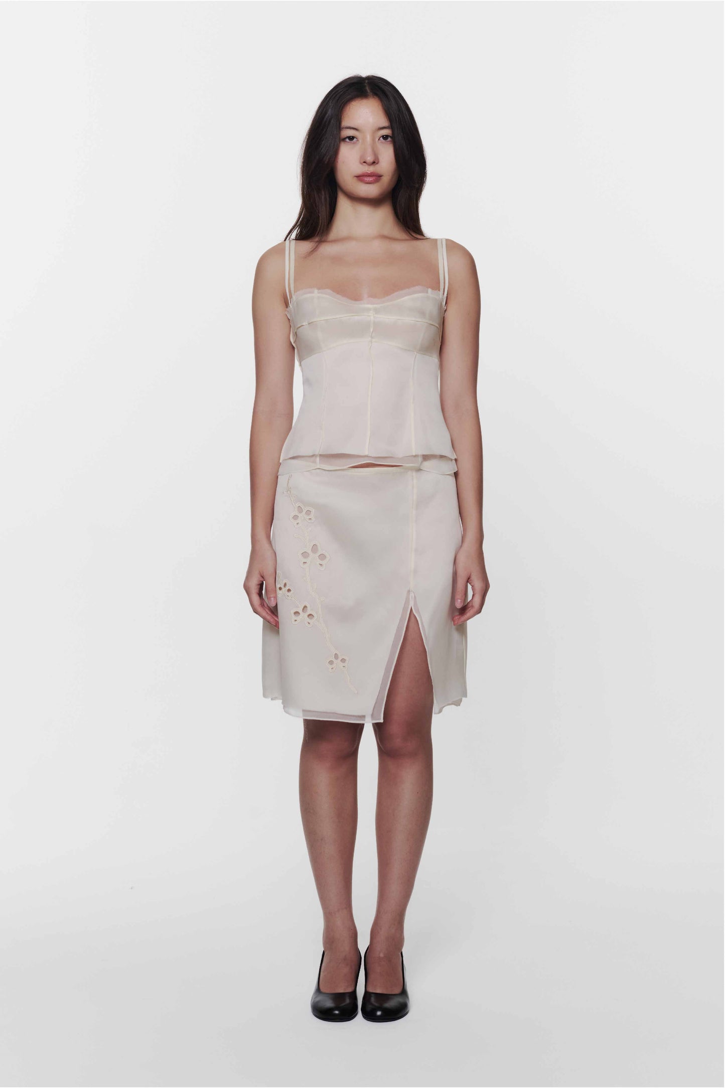 Ivory Orchid Appliqué Skirt