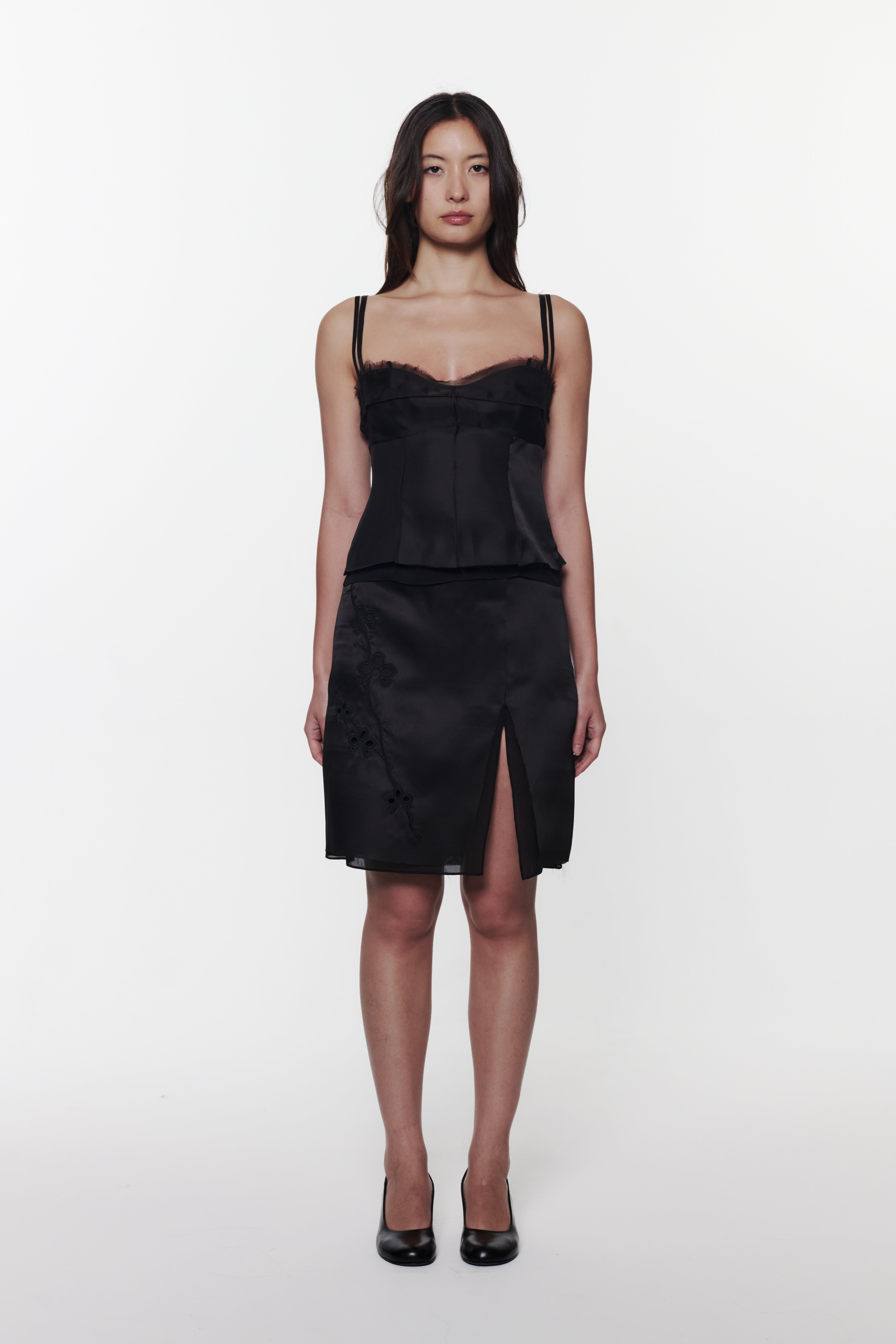 Black Orchid Appliqué Skirt